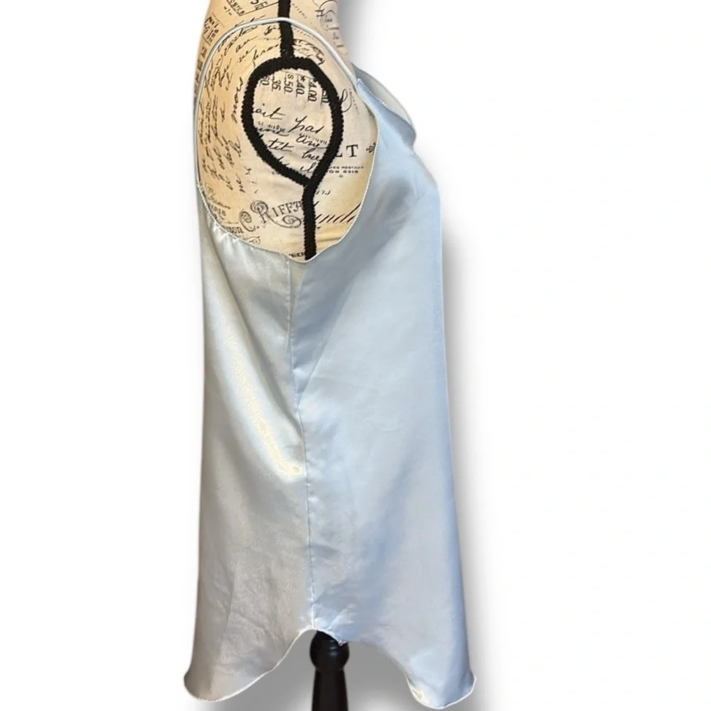 Vintage Silky Slip Chemise Spaghetti Straps Pale Blue Size M - Picture 2 of 5